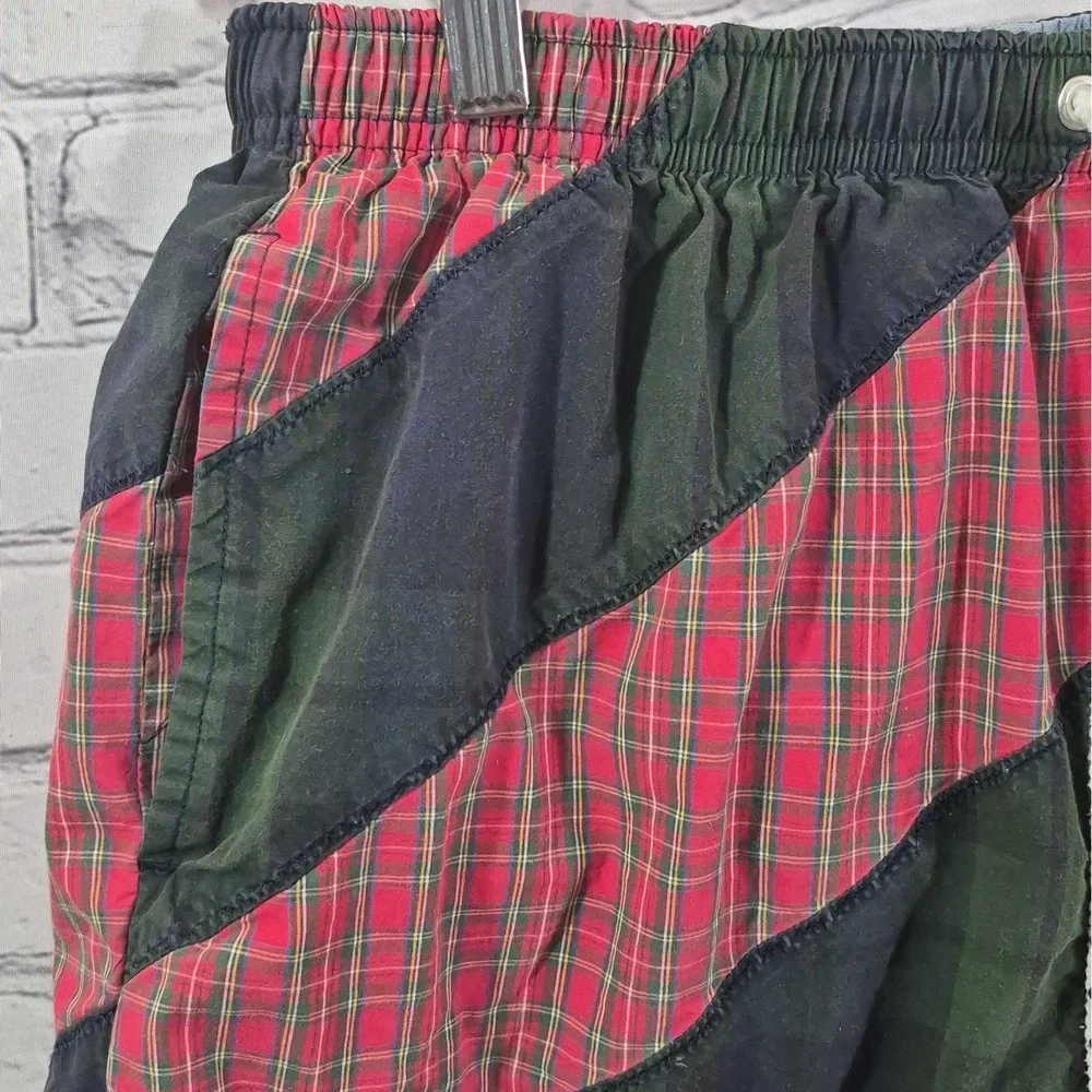 90s Tommy Hilfiger Mens Swim Trunks M Plaid Patchwork Lined Preppy Old Money Y2K